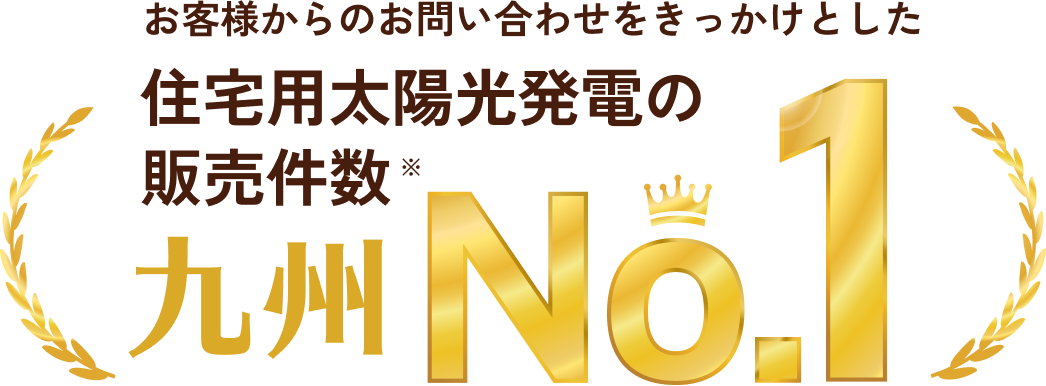 お客様からのお問い合わせをきっかけとした 住宅用太陽光発電の販売件数※ 九州 No.1