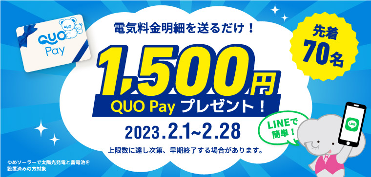 電気料金明細を送るだけ！QUO Payプレゼントキャンペーン